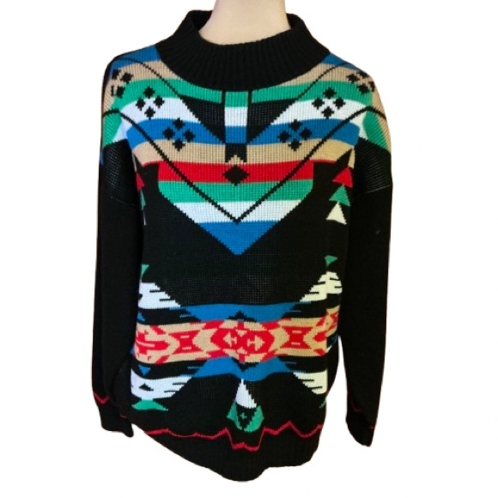 Vtg 80s bright southwest sweater